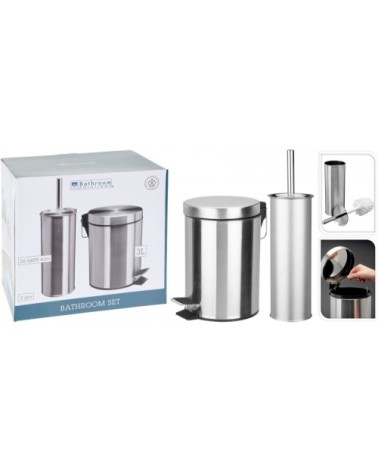 Poubelle de salle de bain 3L + brosse WC métal