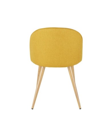 Chaise vintage en tissu recyclé ocre et acier imitation chêne