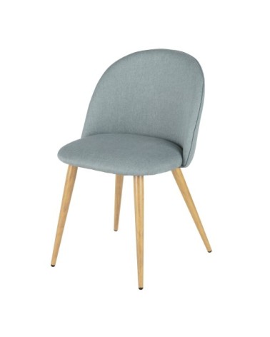 Chaise vintage en tissu recyclé gris-vert et acier imitation chêne