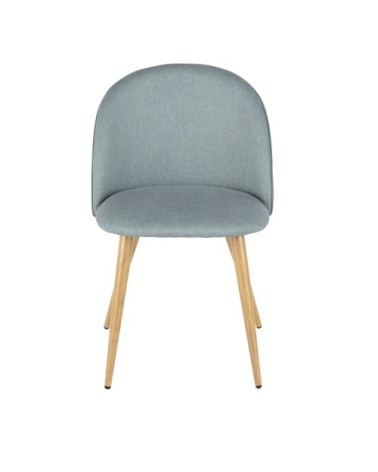 Chaise vintage en tissu recyclé gris-vert et acier imitation chêne