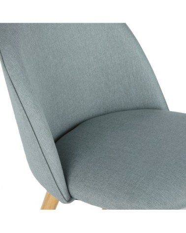 Chaise vintage en tissu recyclé gris-vert et acier imitation chêne