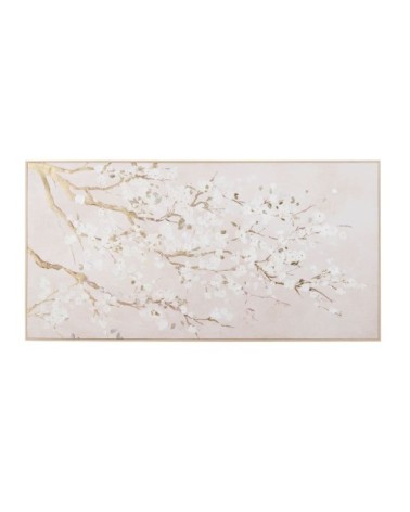 Toile imprimée et peinte beige et dorée, 132x67 cm
