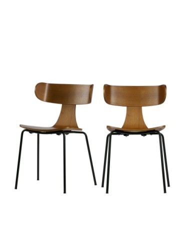 Lot de 2 chaises design empilables bois foncé