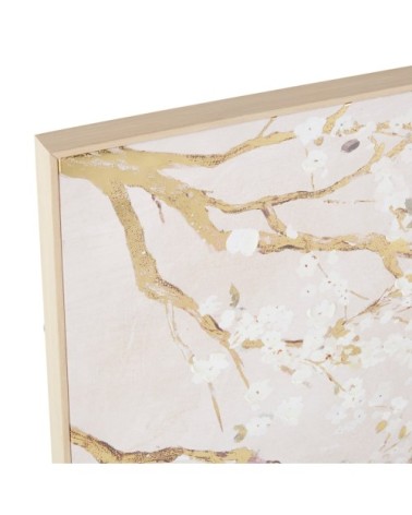 Toile imprimée et peinte beige et dorée, 132x67 cm