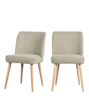 Lot de 2 chaises en tissu bouclé beige