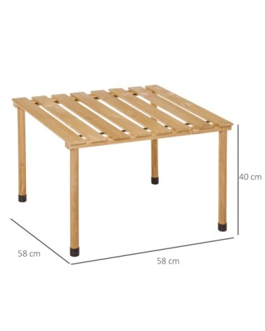 Table basse pliable en bois de sapin pré-huilés avec sac de transport