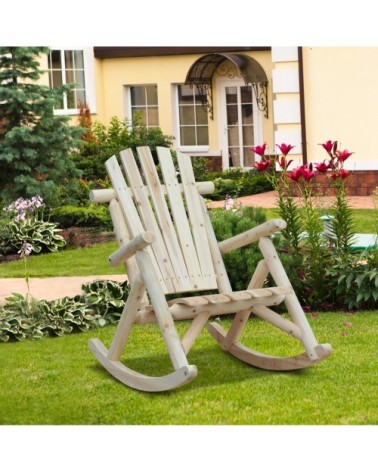 Fauteuil de jardin rocking chair bois de pin