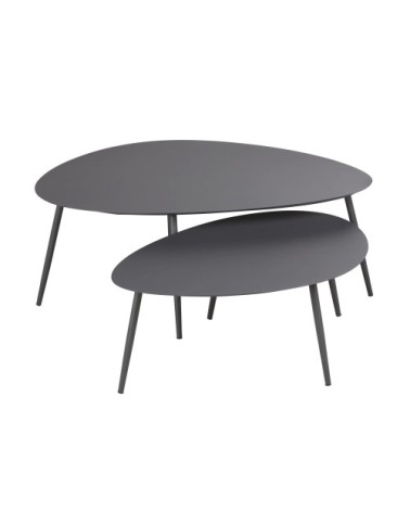 Tables basses gigognes de jardin en acier gris anthracite
