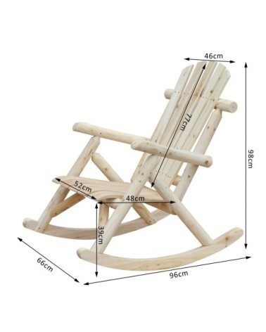 Fauteuil de jardin rocking chair bois de pin