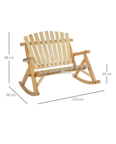 Fauteuil de jardin Adirondack à bascule 2 places bois