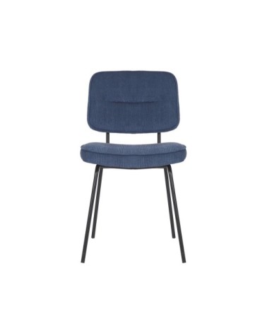 Set de 2 chaises moderne en tissu côtelé bleu