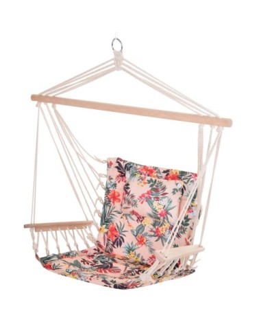 Chaise suspendue hamac rose fleuri