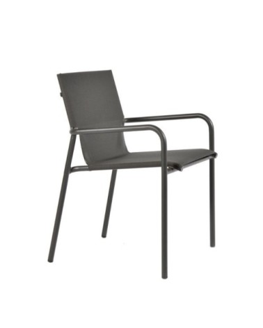 Fauteuil aluminium textilène gris anthracite