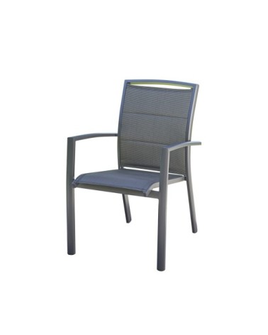 Fauteuil de jardin en aluminium et textilène gris