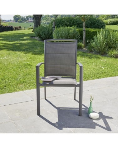 Fauteuil de jardin en aluminium et textilène gris