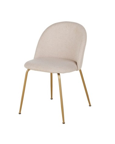 Chaise beige et acier chromé doré