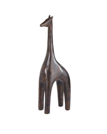 Statuette girafe en résine marron