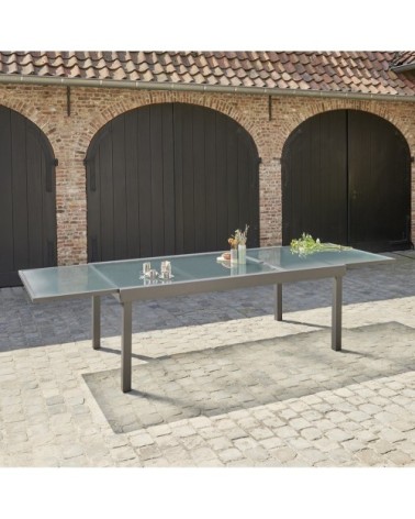 Table de jardin en aluminium extensible gris 8/12 pers.