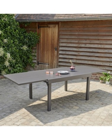 Table de jardin en aluminium extensible gris 6/10 pers.