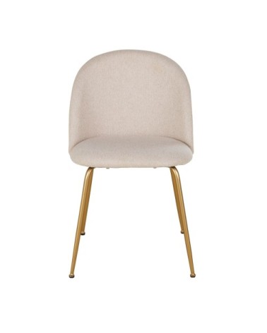 Chaise beige et acier chromé doré