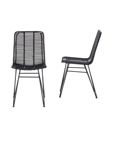 Chaise en rotin et pieds métal (lot de 2)