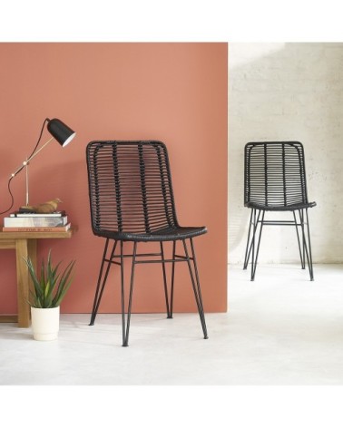 Chaise en rotin et pieds métal (lot de 2)