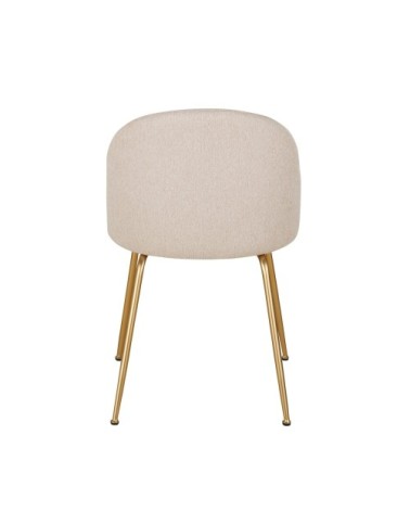 Chaise beige et acier chromé doré