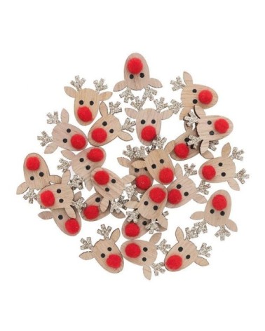 Confettis rennes en bois pailletés dorés