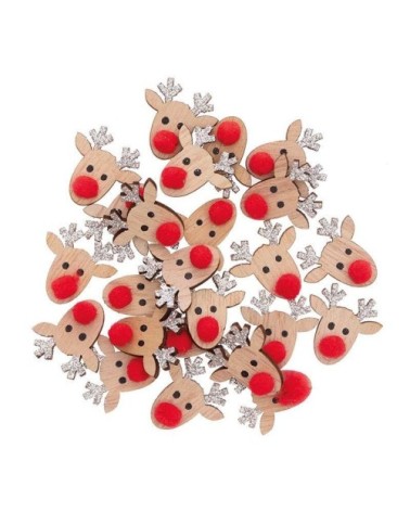 Confettis rennes en bois pailletés argent