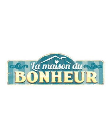 Grande plaque métallique bonheur 90x30