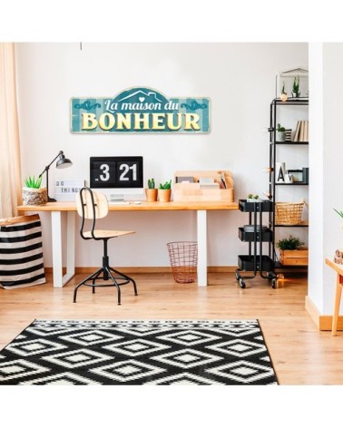 Grande plaque métallique bonheur 90x30