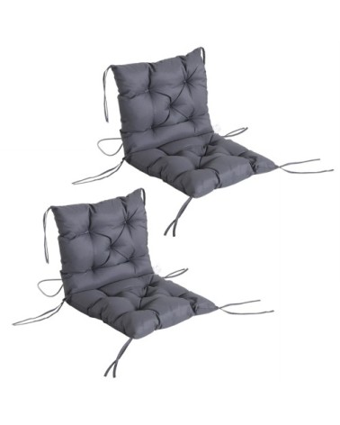 Lot de 2 coussins matelas assise dossier 2 en 1 pour chaise gris