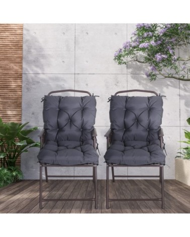 Lot de 2 coussins matelas assise dossier 2 en 1 pour chaise gris