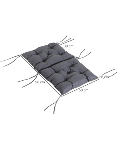 Lot de 2 coussins matelas assise dossier 2 en 1 pour chaise gris