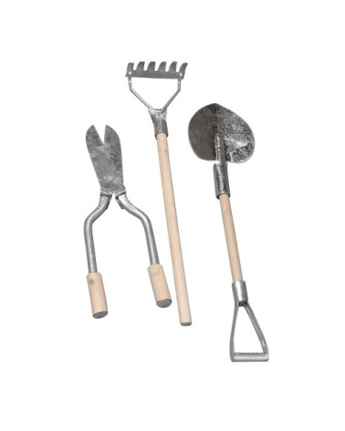 3 mini outils de jardin métal-bois 9-13cm