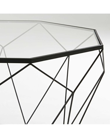 Table basse en verre trempé et métal noir