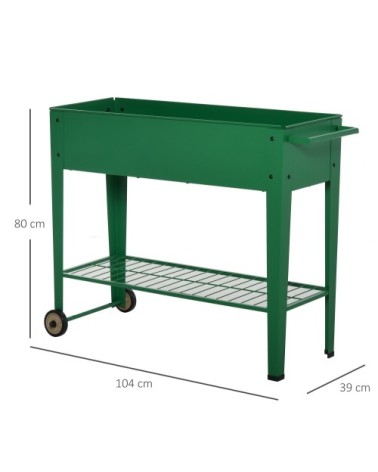 Jardinière sur pieds potager étagère 2 roues insert d'irrigation métal