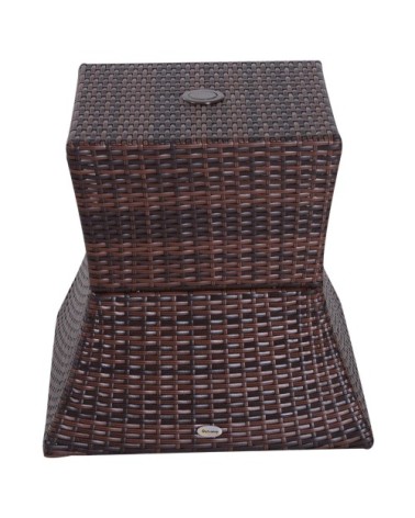 Pied de parasol table basse 2 en 1 résine tressée marron