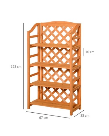 Étagère à fleurs pliable avec 4 étagères réglables en sapin