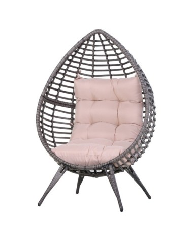 Fauteuil cocon sur pied gris et rose