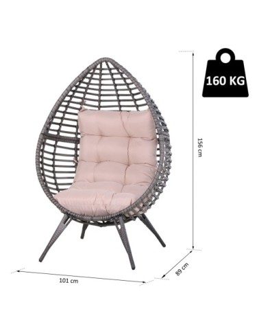 Fauteuil cocon sur pied gris et rose