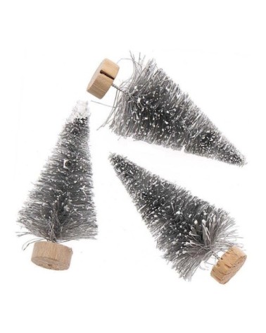 Lot de 3 sapins de Noël en bois gris 7cm