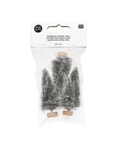 Lot de 3 sapins de Noël en bois gris 7cm