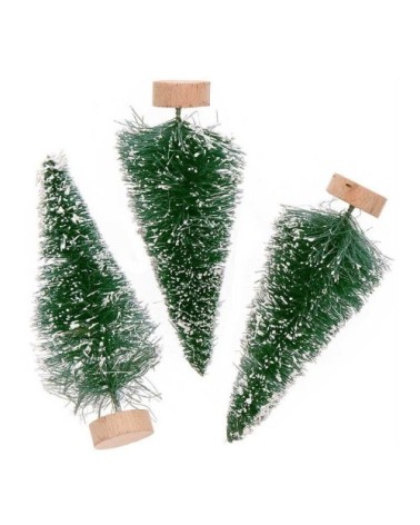 Lot de 3 sapins de Noël en bois vert 7cm