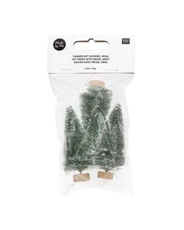 Lot de 3 sapins de Noël en bois vert 7cm