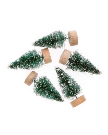 Lot de 5 sapins de Noël en bois vert 5cm