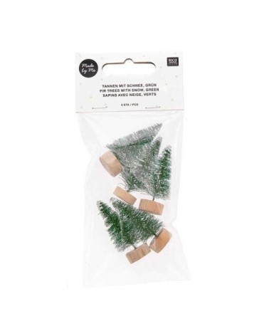 Lot de 5 sapins de Noël en bois vert 5cm