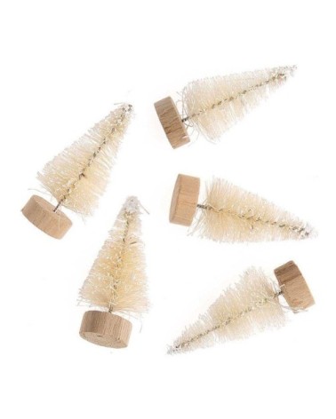 Lot de 5 sapins de Noël en bois blanc 5cm