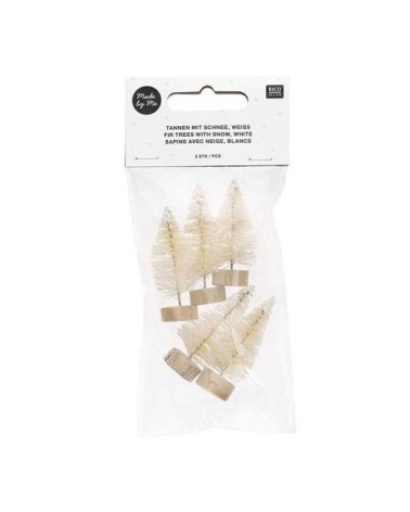 Lot de 5 sapins de Noël en bois blanc 5cm
