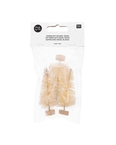 Lot de 3 sapins de Noël en bois blanc 7cm